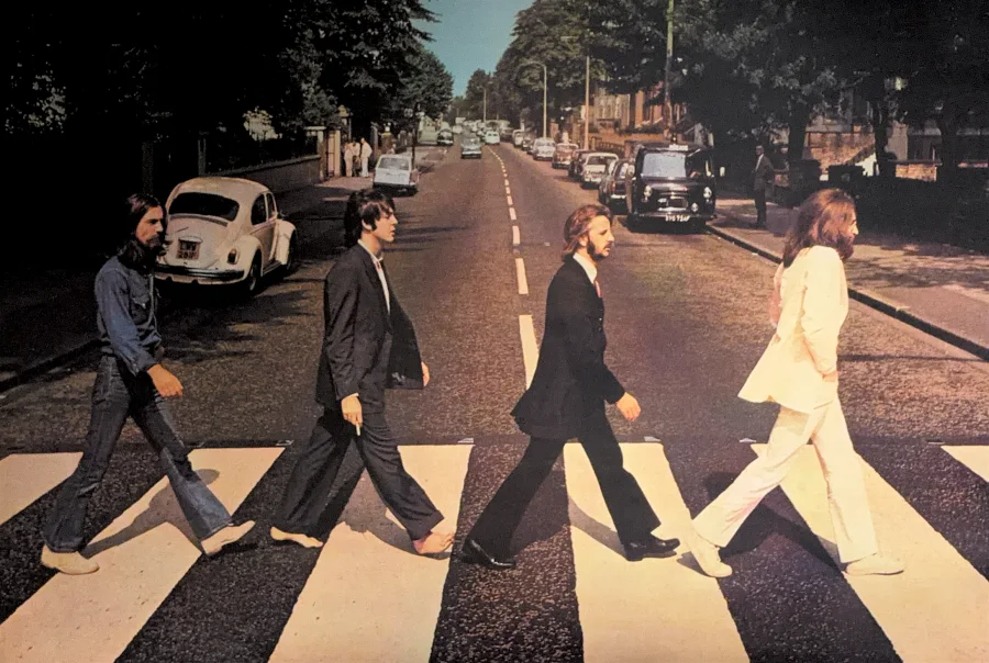 The Beatles crossing Abbey Road
