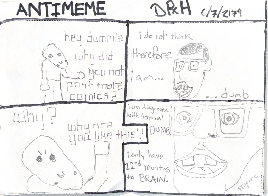A hand-drawn comic titled Antimeme